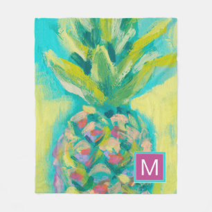 Couverture Polaire Monogramme Ananas tropical coloré