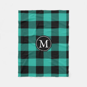 Couverture Polaire Monogramme Aqua et Black Buffalo Check