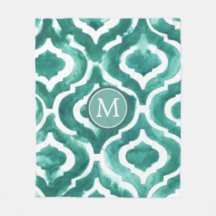 Couverture Polaire Monogramme Aquamarine Motif IV