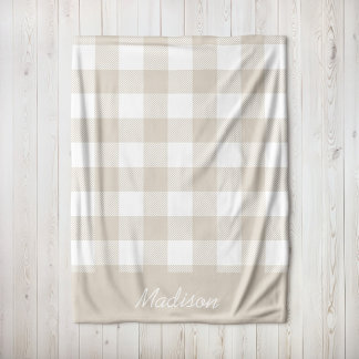 Couverture Polaire Monogramme blanc et beige blanc pour le contrôle d