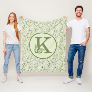 COUVERTURE POLAIRE MONOGRAMME BLANC ET VERT K