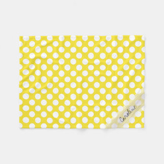 Couverture Polaire Monogramme Blanc Jaune Tendance Motif de Poche Fun