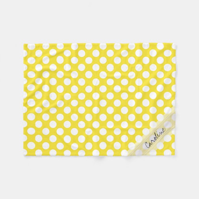 Couverture Polaire Monogramme Blanc Jaune Tendance Motif de Poche Fun (Devant (Horizontal))
