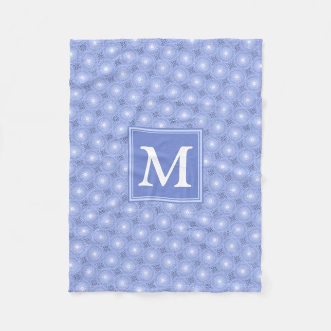 Couverture Polaire Monogramme bleu cercles motif (Devant)