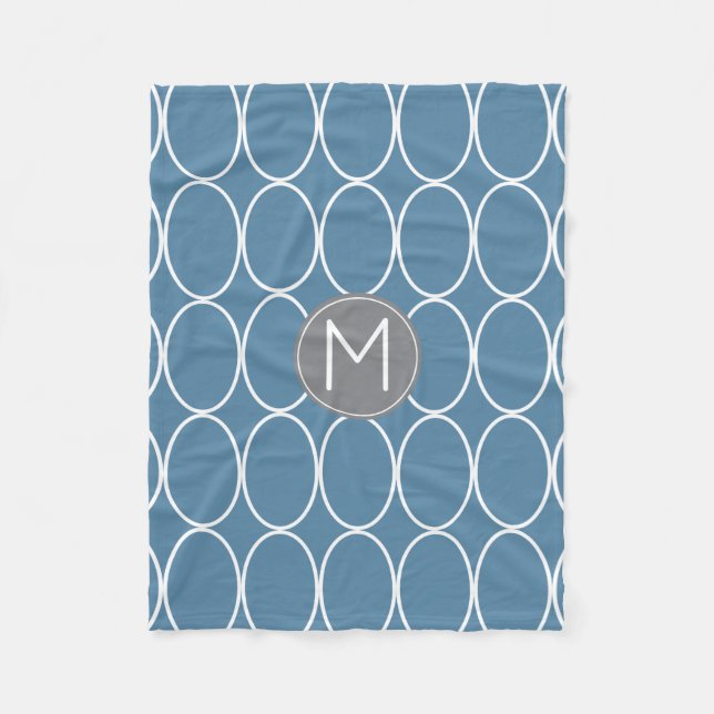 Couverture Polaire Monogramme bleu et gris de conception graphique (Devant)