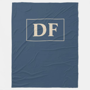 Couverture Polaire Monogramme bleu/vanille