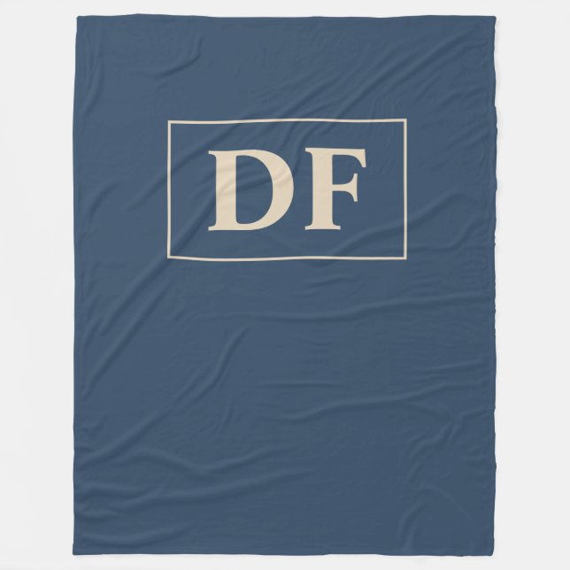 Couverture Polaire Monogramme bleu/vanille (Devant)