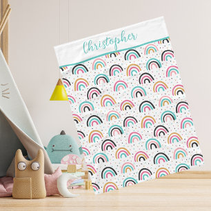 Couverture Polaire Monogramme Boho Rainbows Turquoise Orange Baby Bla