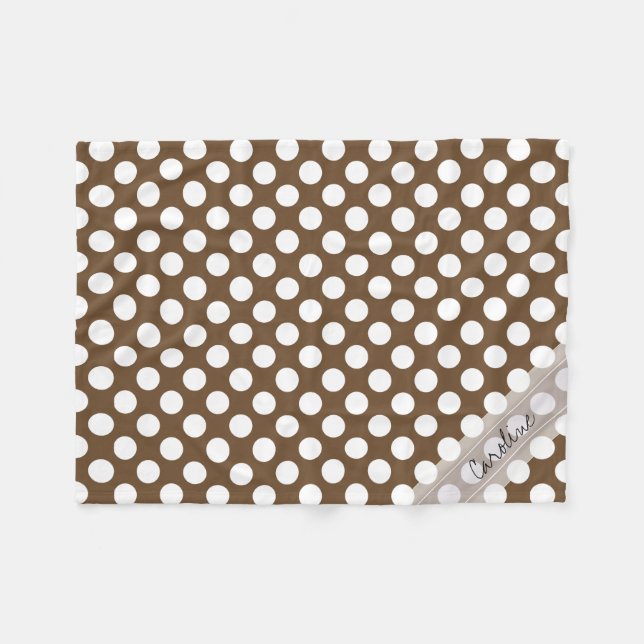 Couverture Polaire Monogramme Brown blanc tendance Motif Polka Dot Fu (Devant (Horizontal))