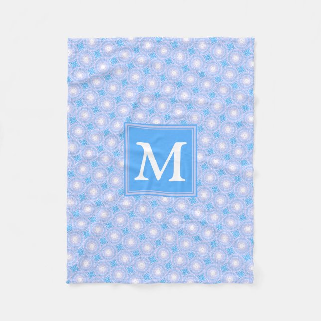 Couverture Polaire Monogramme Cercles bleu électrique motif (Devant)