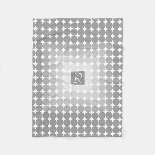 Couverture Polaire Monogramme Cercles Gris Moderne (Devant)