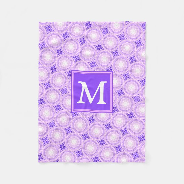 Couverture Polaire Monogramme cercles violets motif (Devant)