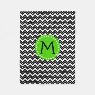 Couverture Polaire Monogramme Chevron noir et blanc