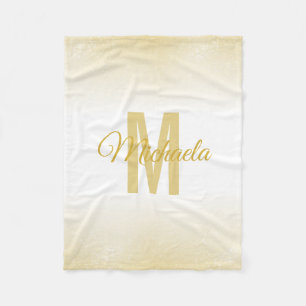 Couverture Polaire Monogramme chic moderne Girl Gold Parties scintill