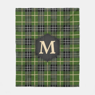 Couverture Polaire Monogramme classique rustique vert Tartan Plaid