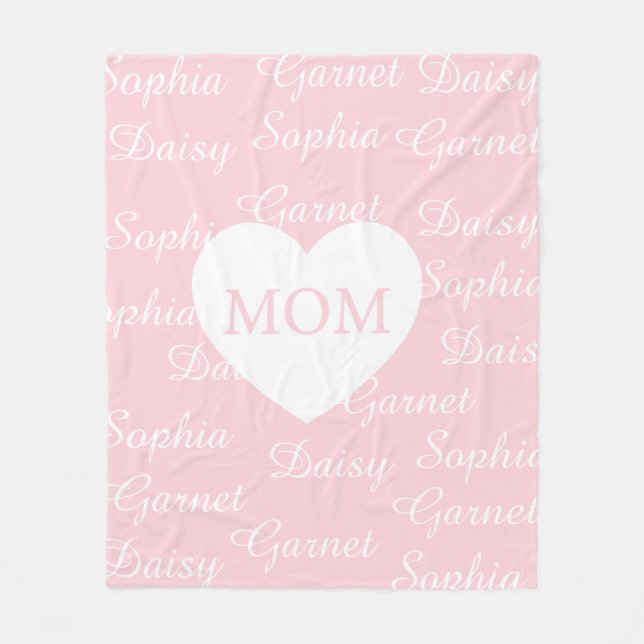 Couverture Polaire Monogramme cœur de la famille élégante rose script (Devant)