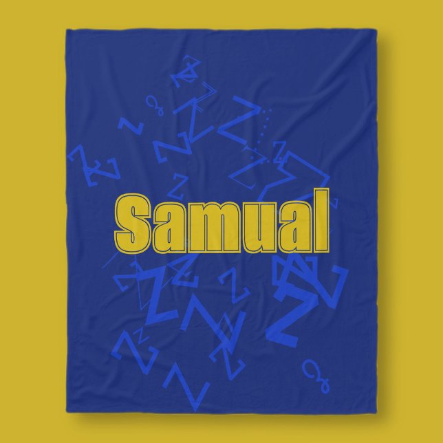 Couverture Polaire monogramme cool et nom en bleu marine et or (Créateur téléchargé)