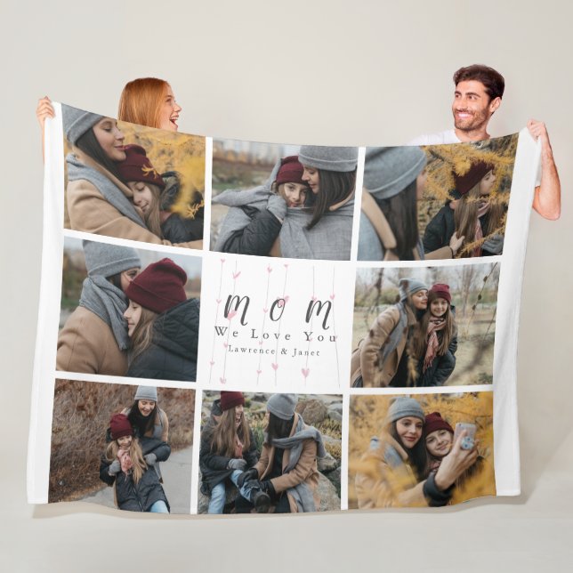 Couverture Polaire Monogramme Custom 8 Photo Collage Mère cadeau de f (En situation)