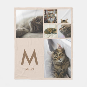Couverture Polaire Monogramme d'animal de compagnie Collage photo 6 B