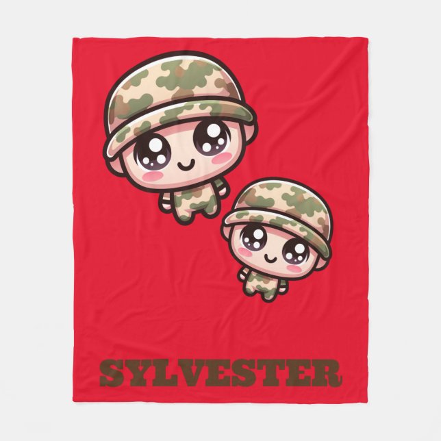 Couverture Polaire Monogramme de Camouflage de l'armée de Cute Kawaii (Devant)