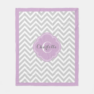 Couverture Polaire Monogramme de Chevron gris et violet