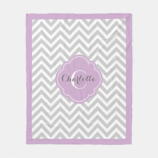 Couverture Polaire Monogramme de Chevron gris et violet