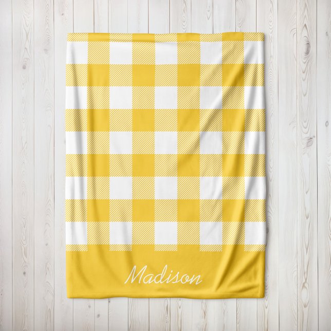 Couverture Polaire Monogramme de contrôle du bison jaune et blanc (Créateur téléchargé)