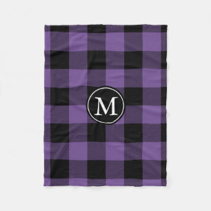 Couverture Polaire Monogramme de contrôle du bison pourpre et noir