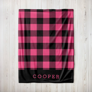 Couverture Polaire Monogramme de contrôle du bison rose et noir chaud
