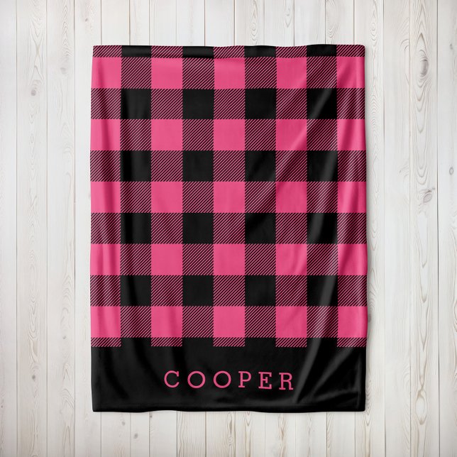 Couverture Polaire Monogramme de contrôle du bison rose et noir chaud (Créateur téléchargé)
