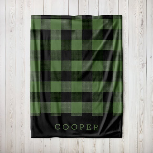 Couverture Polaire Monogramme de contrôle du bison vert et noir (Créateur téléchargé)