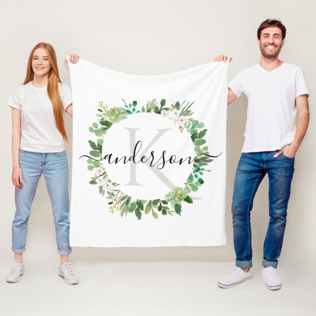 Couverture Polaire MONOGRAMME DE COULEUR D'EAU DU cool SUCCULENT WREA (En situation)