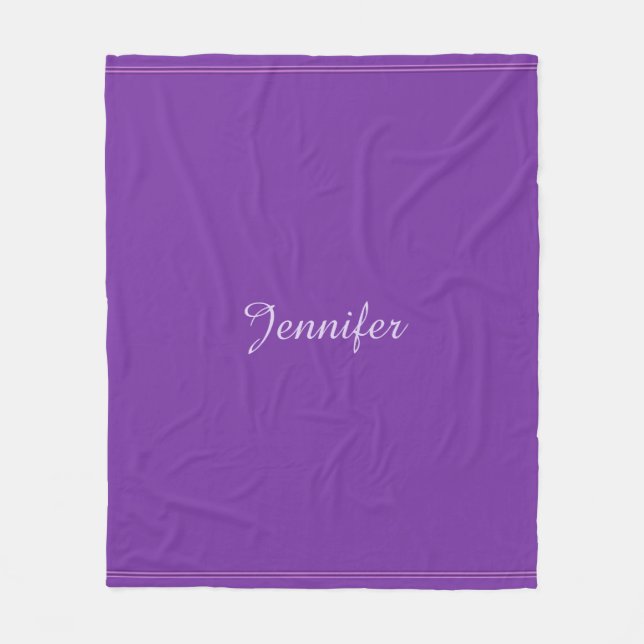 Couverture Polaire Monogramme de couleur violet élégant moderne (Devant)
