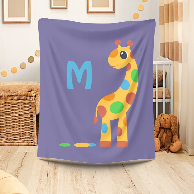 Couverture Polaire Monogramme de la Giraffe de dessin coloré (Créateur téléchargé)