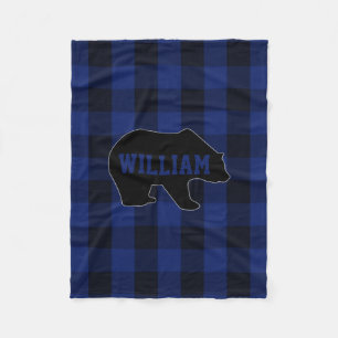 Couverture Polaire Monogramme de l'ours noir et bleu pour le contrôle