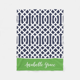 Couverture Polaire Monogramme de marine et de treillis vert Couleur