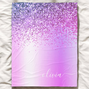 Couverture Polaire Monogramme de nom en métal scintillant pailleté vi