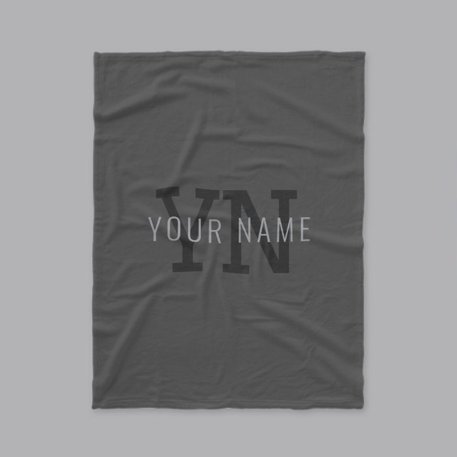 Couverture Polaire Monogramme de nom (ou autre texte) gris foncé mode (Créateur téléchargé)