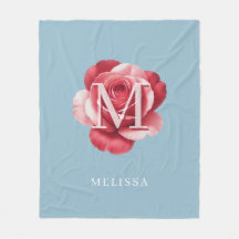 Monogramme de nom personnalisé Rose rose sur fond