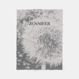 Couverture Polaire Monogramme de pandelion abstrait moderne et tendan