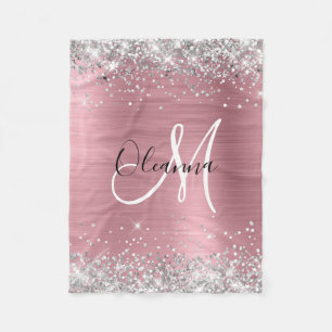 Couverture Polaire Monogramme de Parties scintillant en argent modern