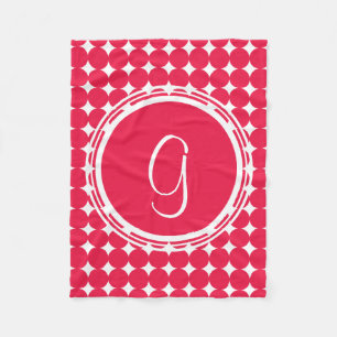 Couverture Polaire Monogramme de point de polka rouge