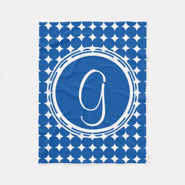 Couverture Polaire Monogramme de point Polka Bleu (Devant)