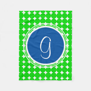 Couverture Polaire Monogramme de point Polka bleu et vert