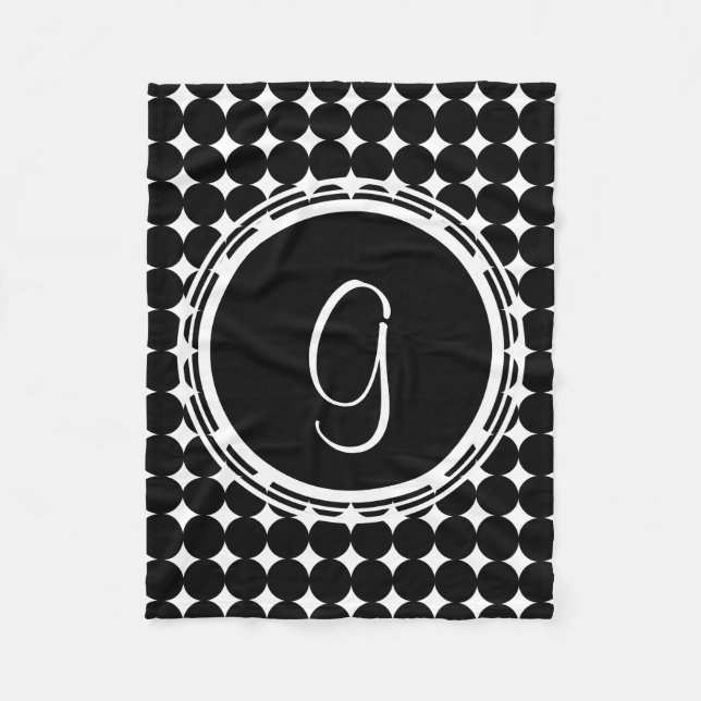 Couverture Polaire Monogramme de point Polka Noir (Devant)