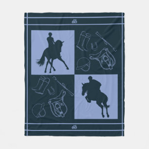 Couverture Polaire Monogramme de thème équestre moderne