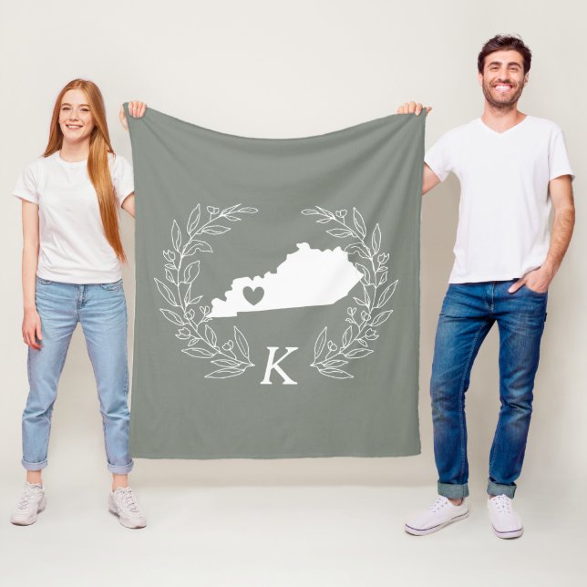 Couverture Polaire Monogramme des feuilles de couronnes du Kentucky (En situation)