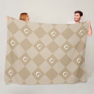 Couverture Polaire Monogramme Diamant initial - Blanche de look de lu