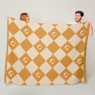 Couverture Polaire Monogramme Diamant initial - Blanche de look de lu