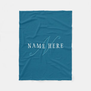 Couverture Polaire Monogramme élégant Bleu océan